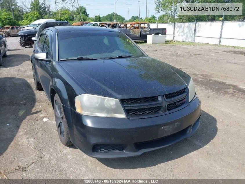 2013 Dodge Avenger VIN: 1C3CDZAB1DN768072 Lot: 12068743