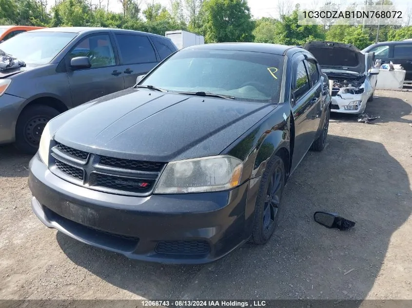 2013 Dodge Avenger VIN: 1C3CDZAB1DN768072 Lot: 12068743