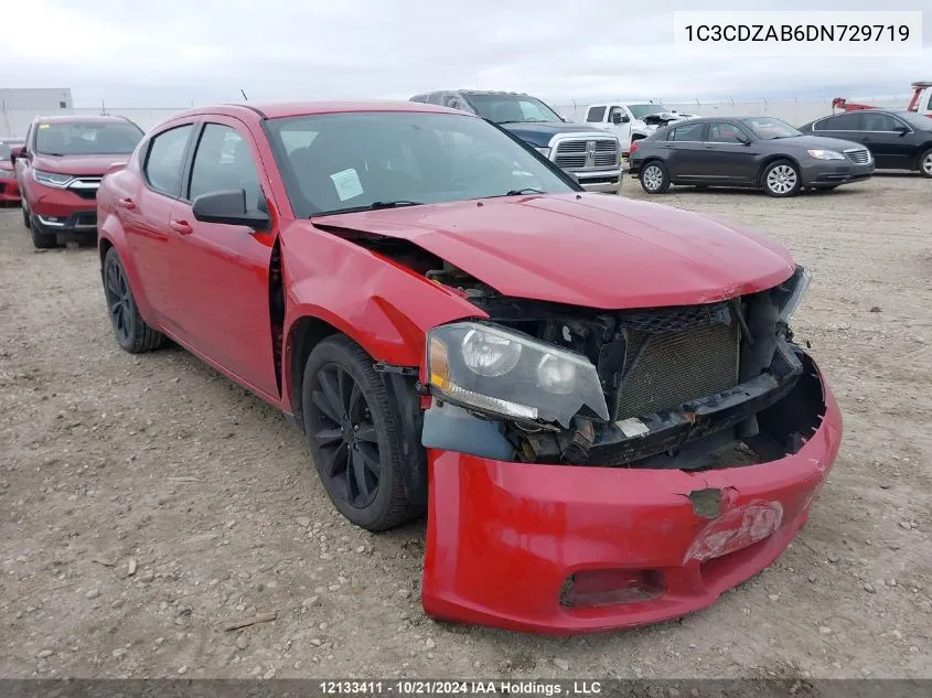 2013 Dodge Avenger VIN: 1C3CDZAB6DN729719 Lot: 12133411