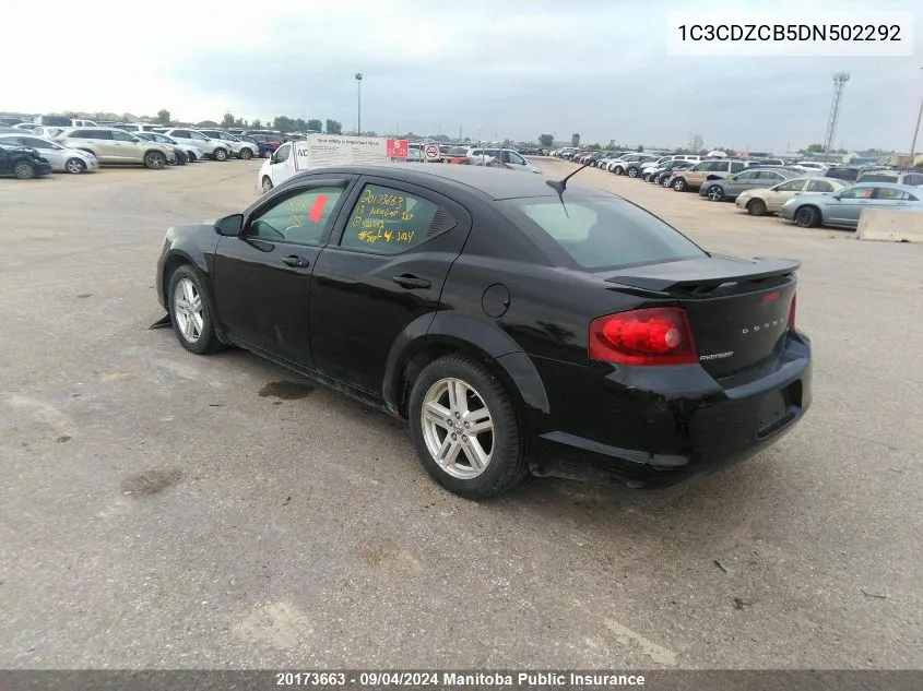 2013 Dodge Avenger Sxt VIN: 1C3CDZCB5DN502292 Lot: 20173663