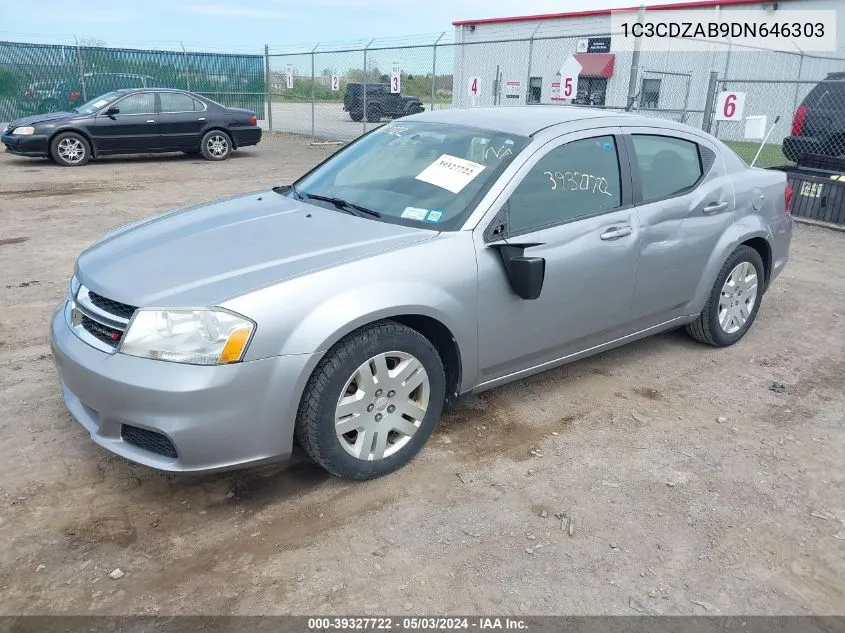 2013 Dodge Avenger Se VIN: 1C3CDZAB9DN646303 Lot: 39327722