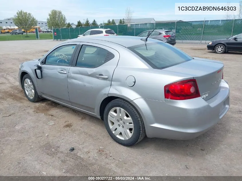 2013 Dodge Avenger Se VIN: 1C3CDZAB9DN646303 Lot: 39327722