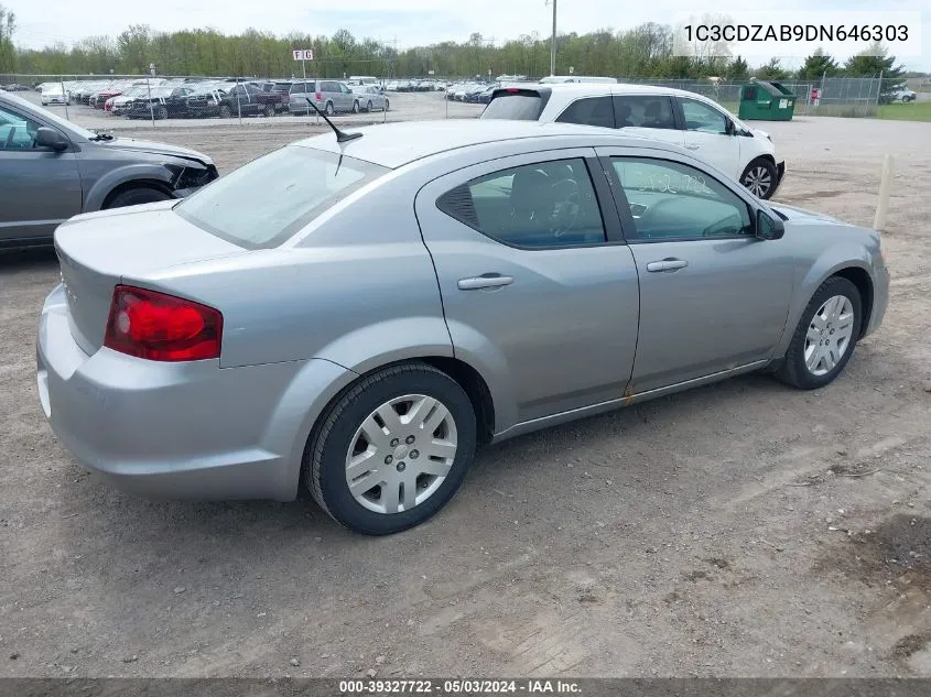 2013 Dodge Avenger Se VIN: 1C3CDZAB9DN646303 Lot: 39327722