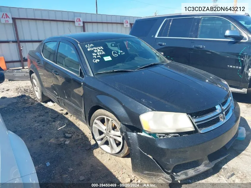 2013 Dodge Avenger Se VIN: 1C3CDZAB2DN643212 Lot: 39450469