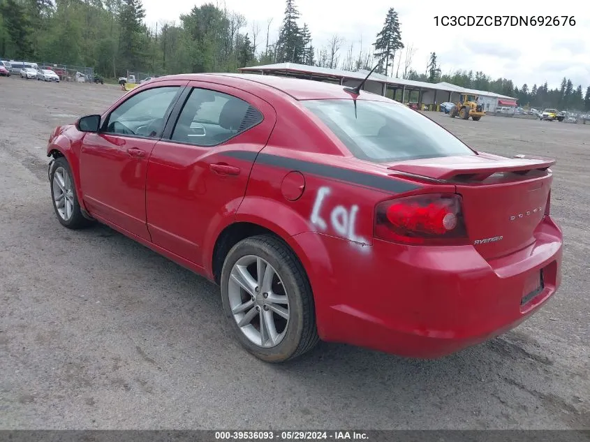 2013 Dodge Avenger Sxt VIN: 1C3CDZCB7DN692676 Lot: 39536093