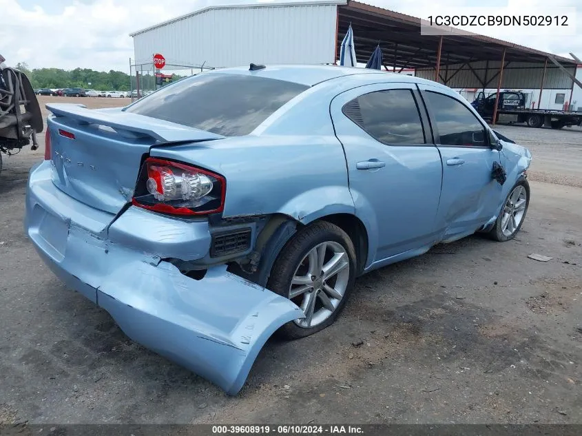 2013 Dodge Avenger Sxt VIN: 1C3CDZCB9DN502912 Lot: 39608919