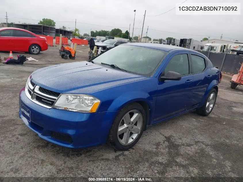 2013 Dodge Avenger Se VIN: 1C3CDZAB3DN710092 Lot: 39689274