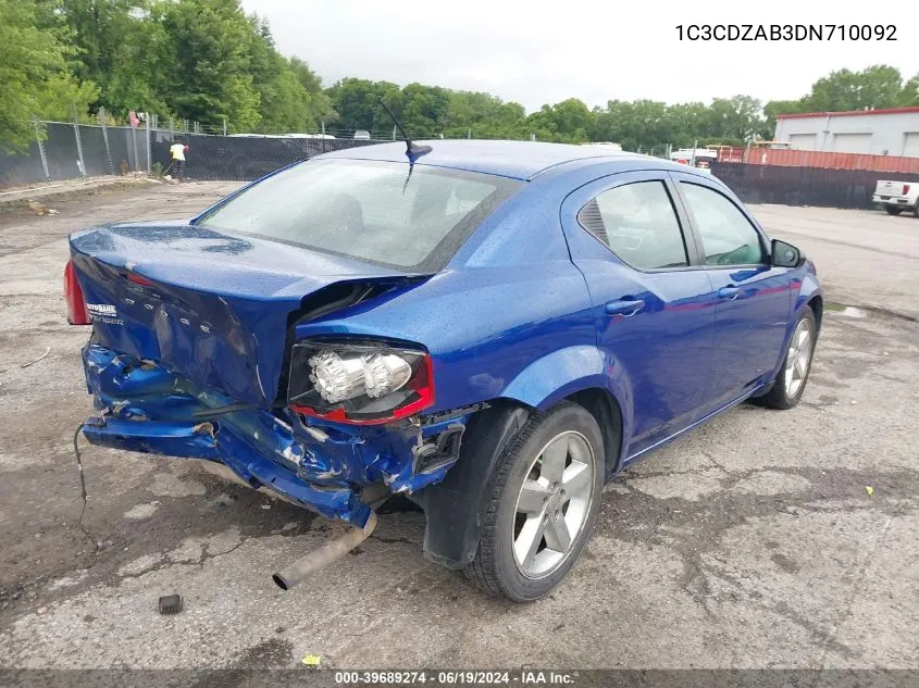 2013 Dodge Avenger Se VIN: 1C3CDZAB3DN710092 Lot: 39689274