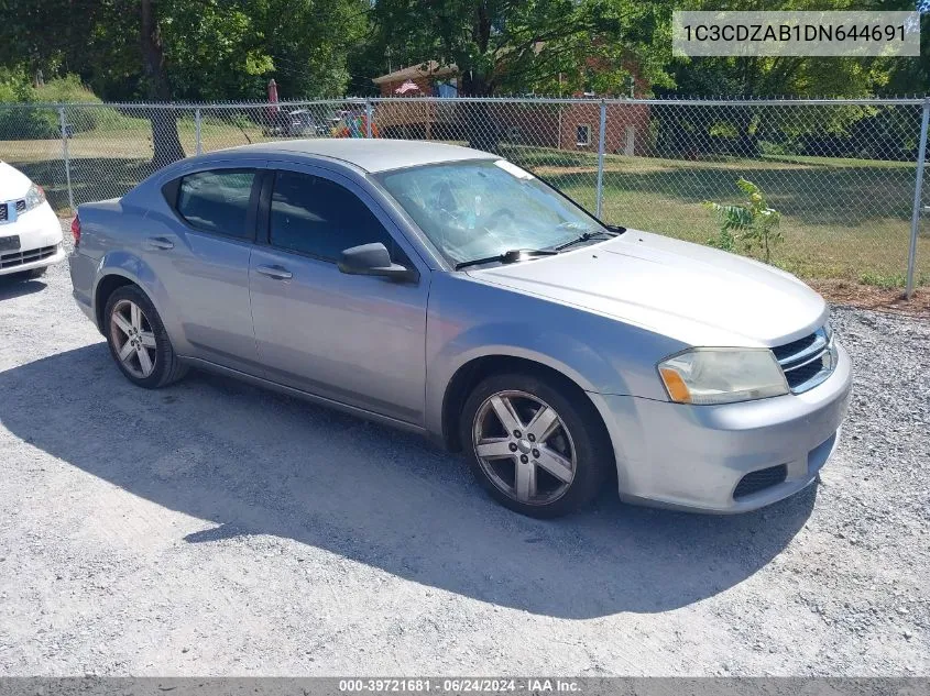 2013 Dodge Avenger Se VIN: 1C3CDZAB1DN644691 Lot: 39721681