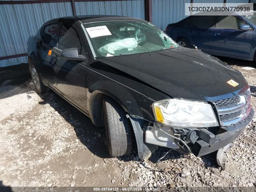 2013 Dodge Avenger Se VIN: 1C3CDZAB3DN770938 Lot: 39754125