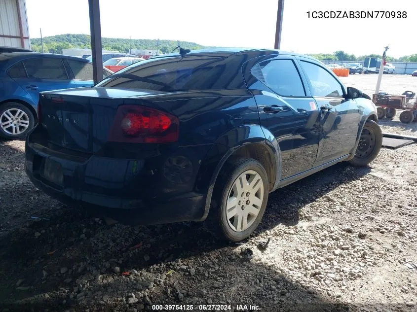 2013 Dodge Avenger Se VIN: 1C3CDZAB3DN770938 Lot: 39754125