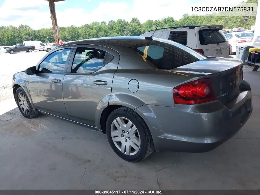 2013 Dodge Avenger Se VIN: 1C3CDZAB7DN575831 Lot: 39845117