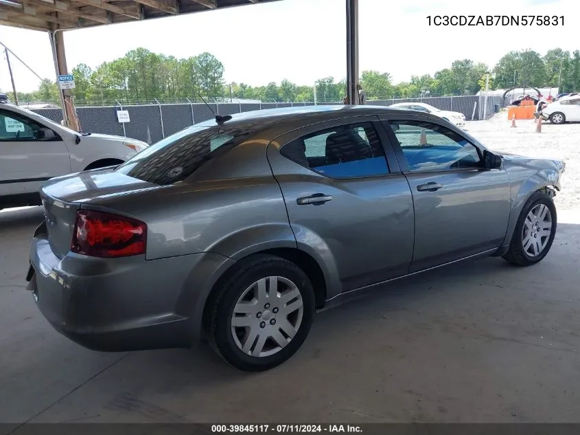 2013 Dodge Avenger Se VIN: 1C3CDZAB7DN575831 Lot: 39845117