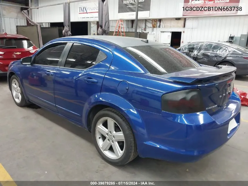 2013 Dodge Avenger Sxt VIN: 1C3CDZCB1DN663738 Lot: 39879285