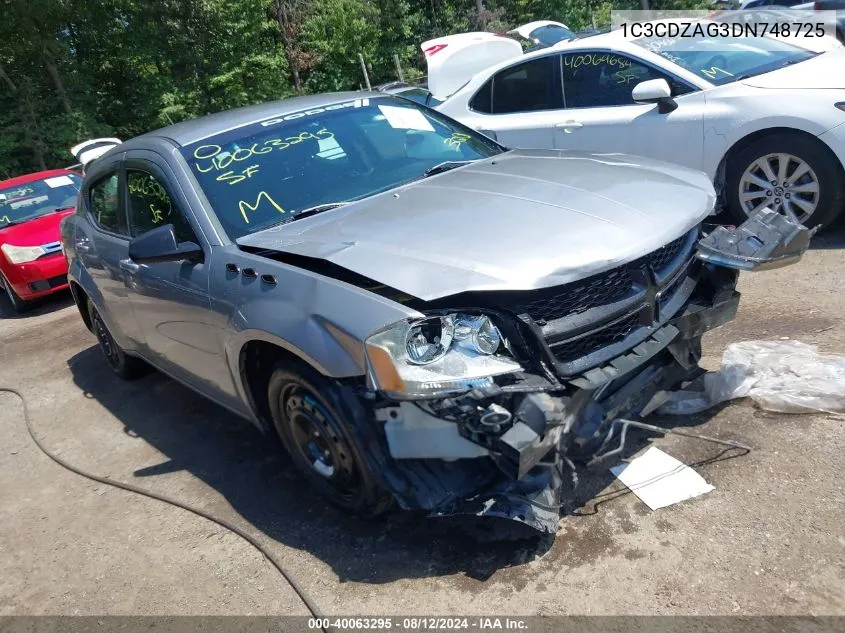 2013 Dodge Avenger Se V6 VIN: 1C3CDZAG3DN748725 Lot: 40063295