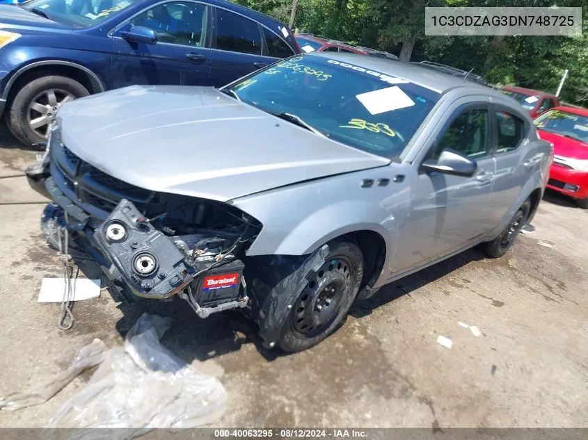 2013 Dodge Avenger Se V6 VIN: 1C3CDZAG3DN748725 Lot: 40063295