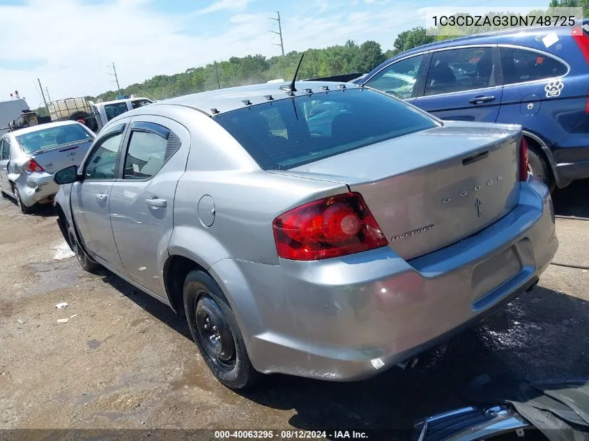 2013 Dodge Avenger Se V6 VIN: 1C3CDZAG3DN748725 Lot: 40063295