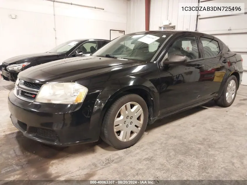 2013 Dodge Avenger Se VIN: 1C3CDZAB3DN725496 Lot: 40063307