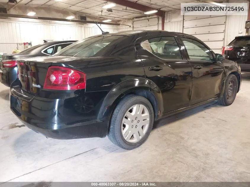 2013 Dodge Avenger Se VIN: 1C3CDZAB3DN725496 Lot: 40063307