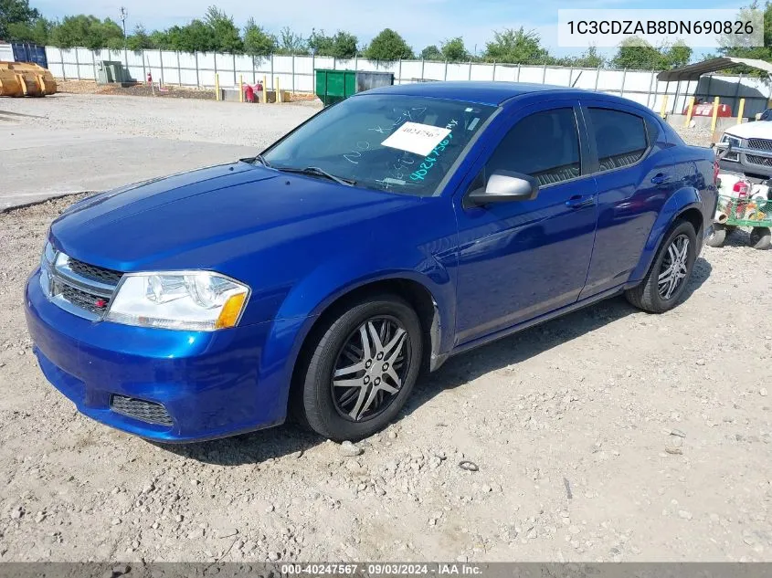 2013 Dodge Avenger Se VIN: 1C3CDZAB8DN690826 Lot: 40247567