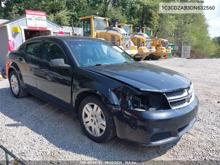 2013 Dodge Avenger Se VIN: 1C3CDZAB3DN632560 Lot: 40248153