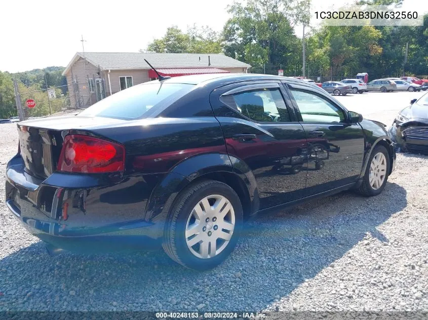 2013 Dodge Avenger Se VIN: 1C3CDZAB3DN632560 Lot: 40248153