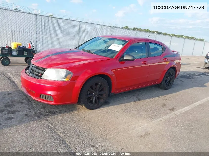 2013 Dodge Avenger Se VIN: 1C3CDZAG4DN747728 Lot: 40251068