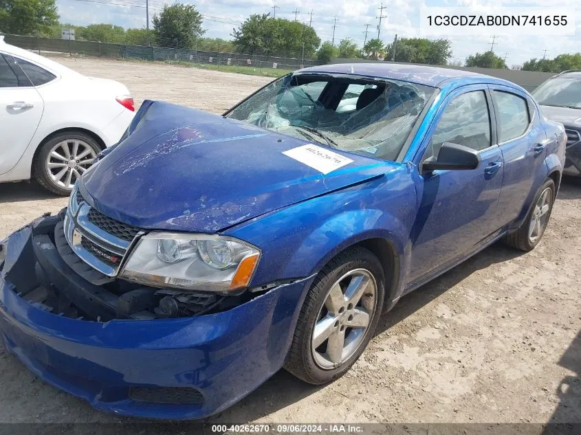 2013 Dodge Avenger Se VIN: 1C3CDZAB0DN741655 Lot: 40262670