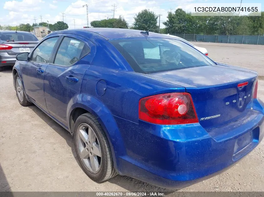 2013 Dodge Avenger Se VIN: 1C3CDZAB0DN741655 Lot: 40262670