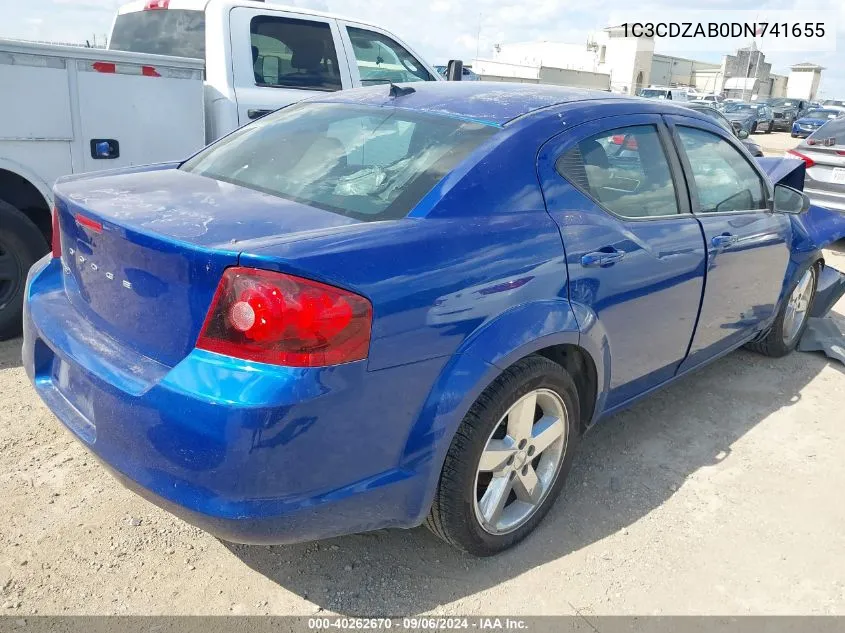 2013 Dodge Avenger Se VIN: 1C3CDZAB0DN741655 Lot: 40262670