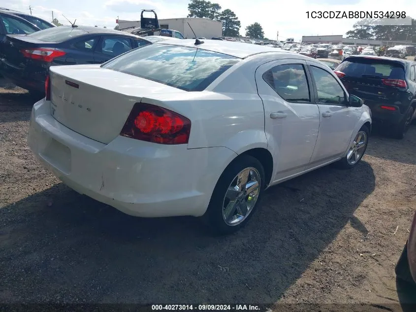 2013 Dodge Avenger Se VIN: 1C3CDZAB8DN534298 Lot: 40273014