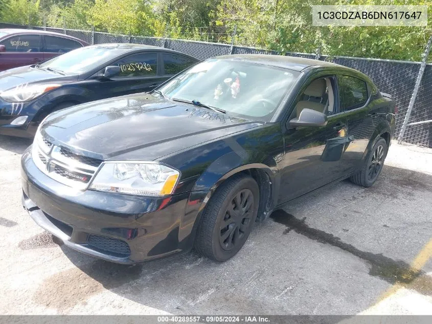 2013 Dodge Avenger Se VIN: 1C3CDZAB6DN617647 Lot: 40289557