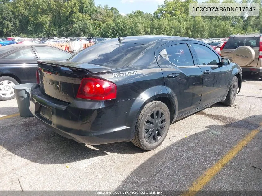 2013 Dodge Avenger Se VIN: 1C3CDZAB6DN617647 Lot: 40289557