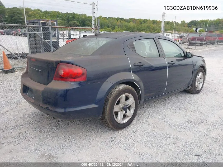 2013 Dodge Avenger Se VIN: 1C3CDZAB1DN619936 Lot: 40333418