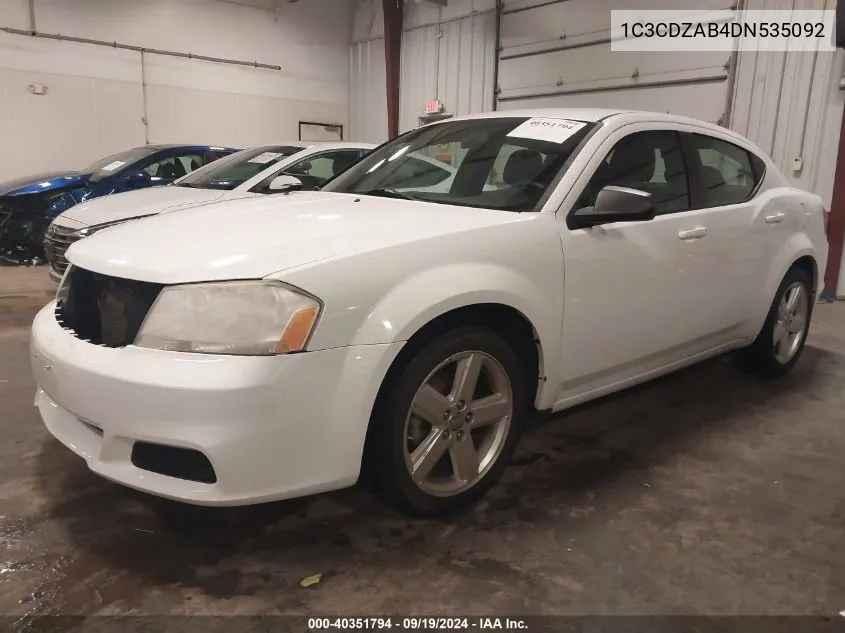 2013 Dodge Avenger Se VIN: 1C3CDZAB4DN535092 Lot: 40351794