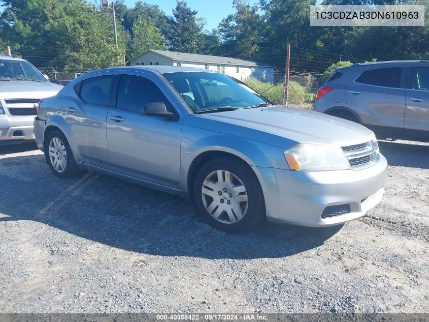 2013 Dodge Avenger Se VIN: 1C3CDZAB3DN610963 Lot: 40358422