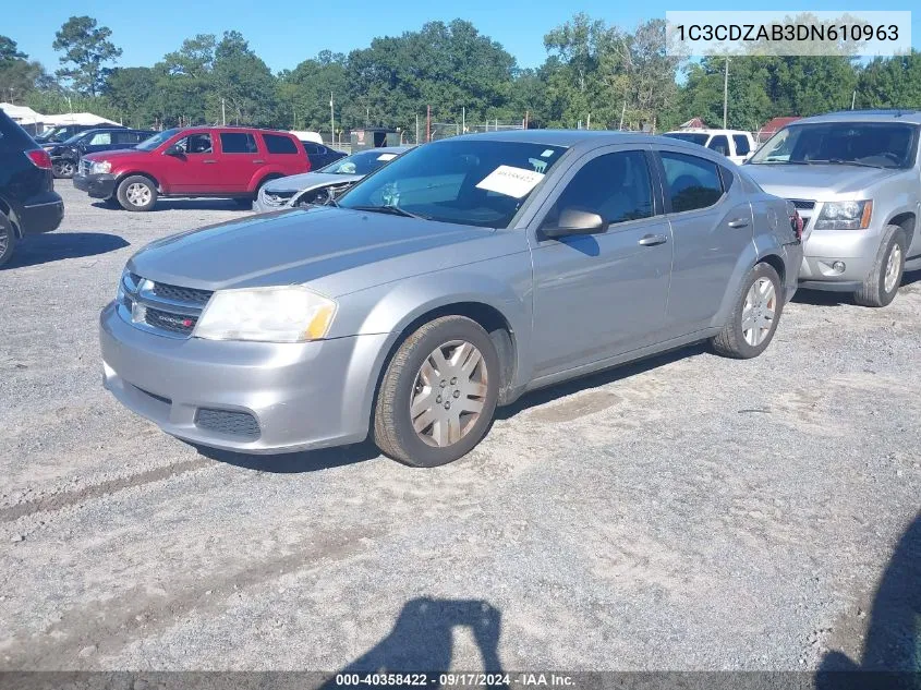 2013 Dodge Avenger Se VIN: 1C3CDZAB3DN610963 Lot: 40358422