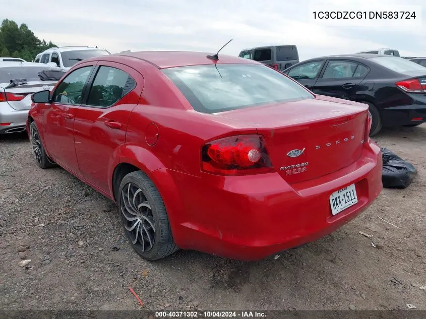 2013 Dodge Avenger Sxt VIN: 1C3CDZCG1DN583724 Lot: 40371302