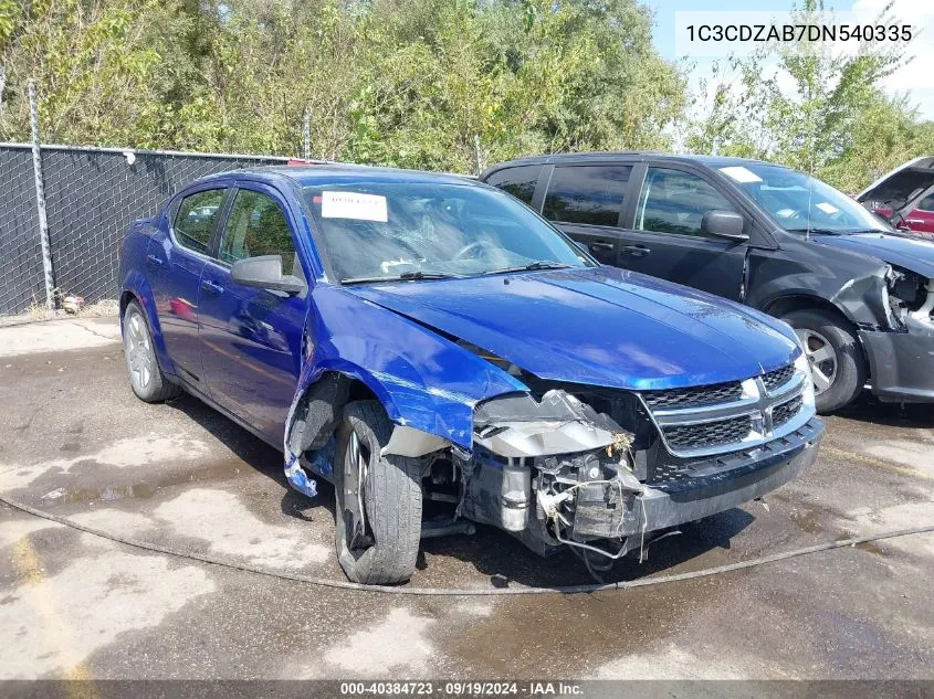 2013 Dodge Avenger Se VIN: 1C3CDZAB7DN540335 Lot: 40384723