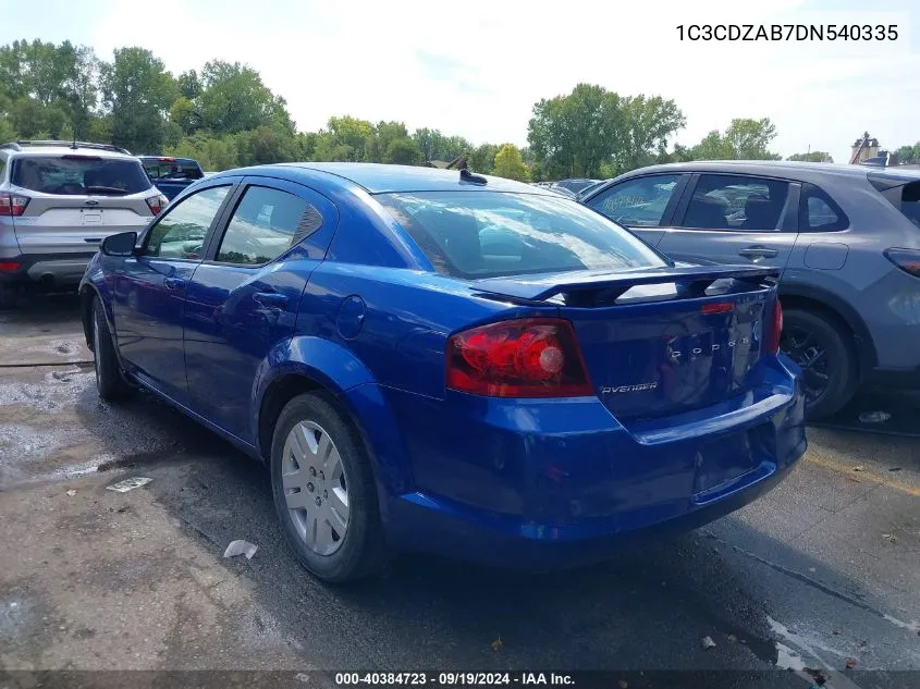 2013 Dodge Avenger Se VIN: 1C3CDZAB7DN540335 Lot: 40384723