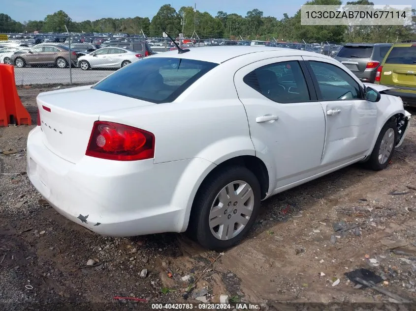 2013 Dodge Avenger Se VIN: 1C3CDZAB7DN677114 Lot: 40420783