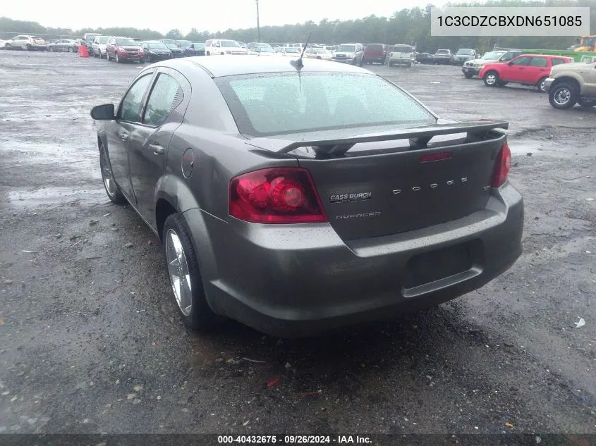 2013 Dodge Avenger Sxt VIN: 1C3CDZCBXDN651085 Lot: 40432675