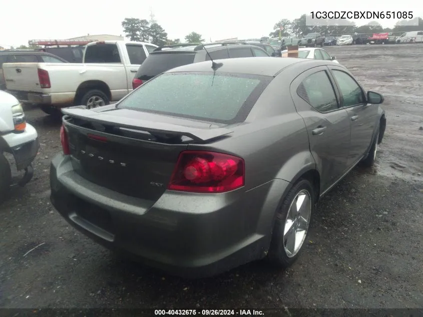 2013 Dodge Avenger Sxt VIN: 1C3CDZCBXDN651085 Lot: 40432675