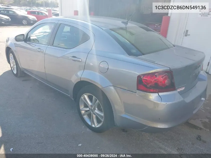 2013 Dodge Avenger Sxt VIN: 1C3CDZCB6DN549136 Lot: 40439085