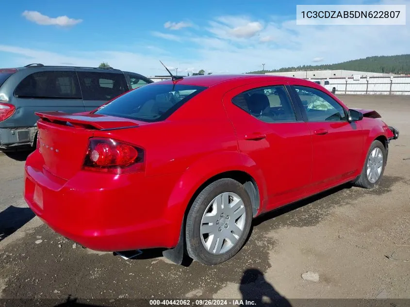 2013 Dodge Avenger Se VIN: 1C3CDZAB5DN622807 Lot: 40442062