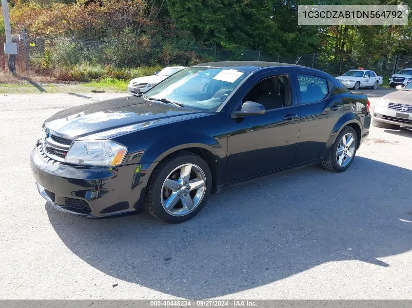 2013 Dodge Avenger Se VIN: 1C3CDZAB1DN564792 Lot: 40445234