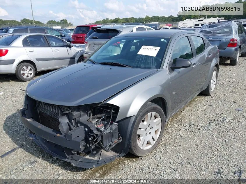 2013 Dodge Avenger Se VIN: 1C3CDZAB3DN598815 Lot: 40447178