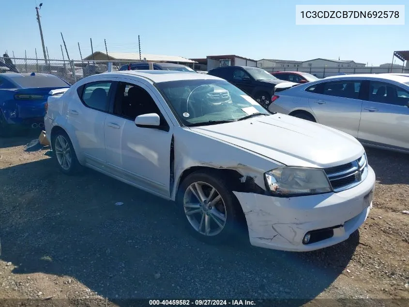 2013 Dodge Avenger Sxt VIN: 1C3CDZCB7DN692578 Lot: 40459582