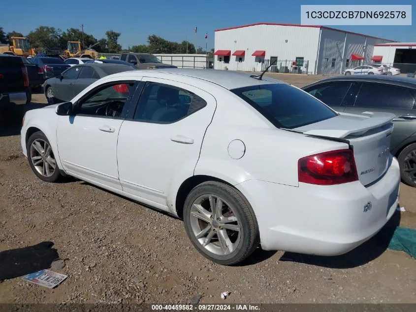 2013 Dodge Avenger Sxt VIN: 1C3CDZCB7DN692578 Lot: 40459582