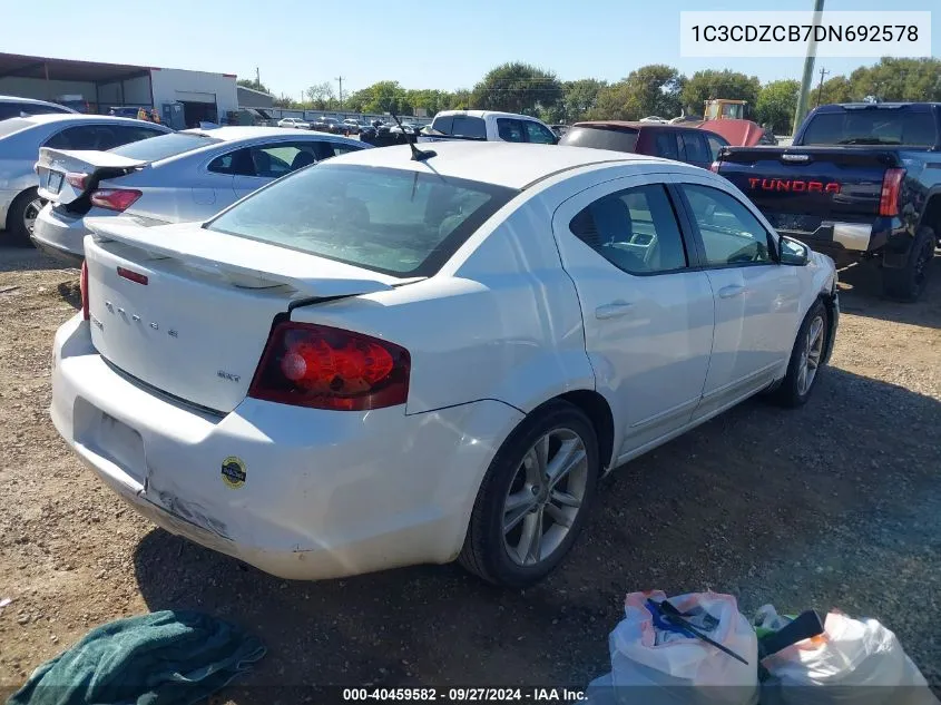 2013 Dodge Avenger Sxt VIN: 1C3CDZCB7DN692578 Lot: 40459582